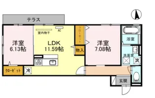 Charmant 北長尾【102号室】の間取り