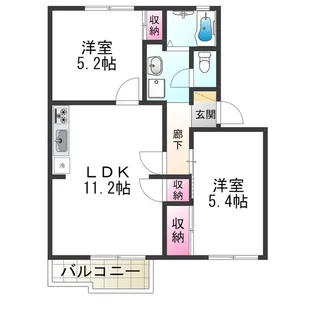 ハイマート上野芝【2階】の間取り