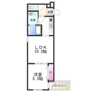 フジパレス三宝町【102号室】の間取り