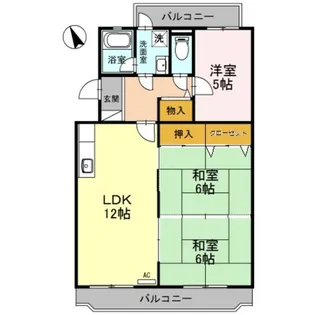 中百舌鳥グリーンハイツ【2階】の間取り