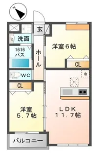 Univaly SAINVARIE【103号室】の間取り