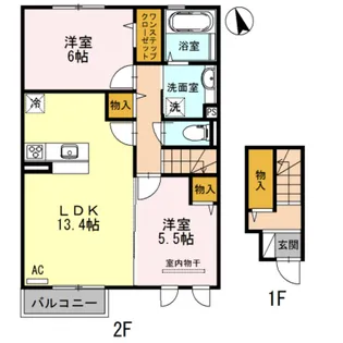 メルベーユ三丘【202号室】の間取り