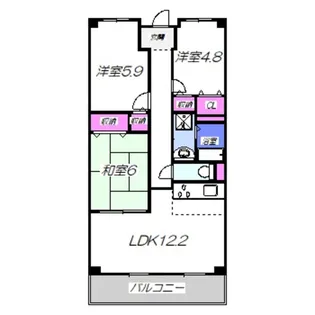 パルテール中もず【2階】の間取り