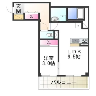 パーシモン中もず【103号室】の間取り