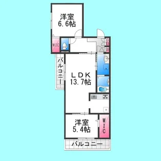 ファイブヒルズ欅【1-205号室】の間取り