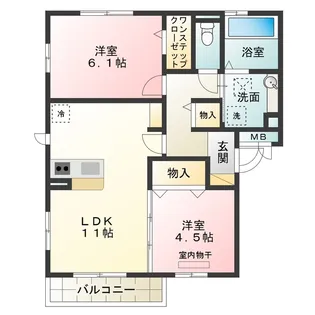 パレス上野芝【2階】の間取り