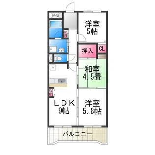 ギャラクシーウイル中百舌鳥【907号室】の間取り