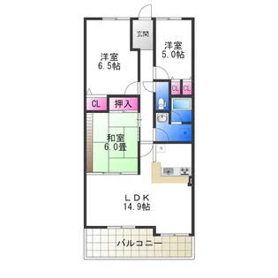 浅香山グリーンマンション【313号室】の間取り