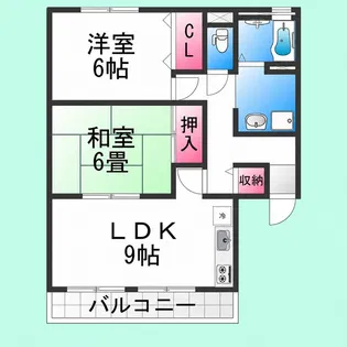 パークハイム南花田【B102号室】の間取り