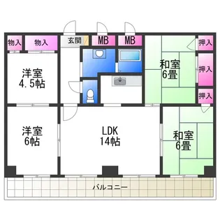 ロータリービルド南花田【4階】の間取り