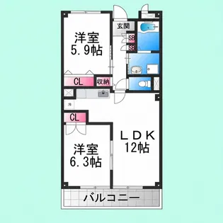 サニーグレイス【202号室】の間取り