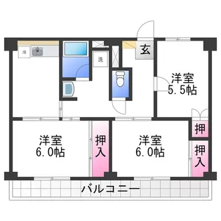 ビレッジハウス草部【3-303号室】の間取り