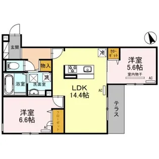 ラ メゾン ピック 緑ヶ丘【102号室】の間取り