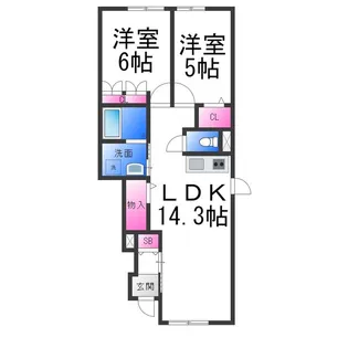 クレスト霞ヶ丘【101号室】の間取り