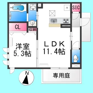 Clashist(クラシスト)常磐町【101号室】の間取り