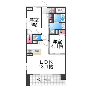 2LDKの間取り画像