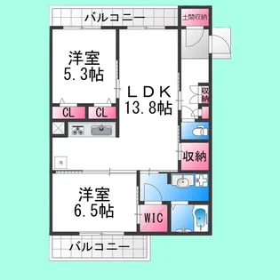ファイブヒルズ欅【2-207号室】の間取り