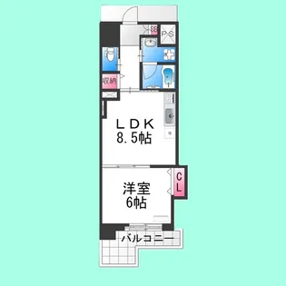 住吉橋ポルト【502号室】の間取り