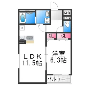 フジパレス堺三国ケ丘Ⅴ番館【2階】の間取り