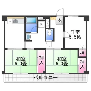 ビレッジハウス草部【2-202号室】の間取り