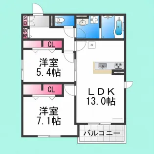 マルベリー堺東【1階】の間取り