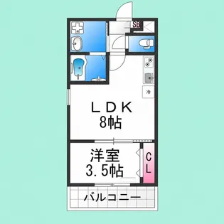 ジーメゾン東浅香山ラクセル【205号室】の間取り