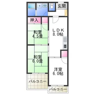 ヴィラ・ビアンカ美原【4階】の間取り