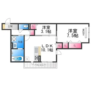 シャルマン東三国ヶ丘【302号室】の間取り