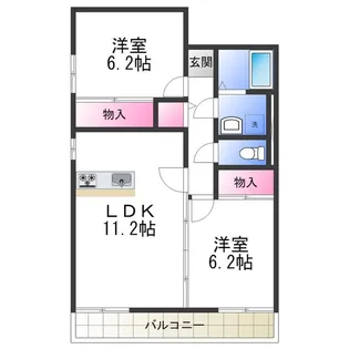 2LDKの間取り画像