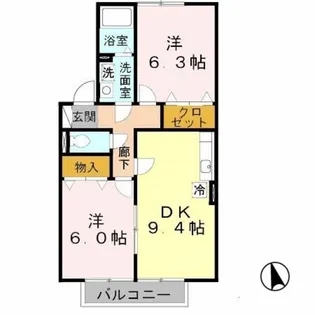 ブルーニア天美 B棟【1階】の間取り