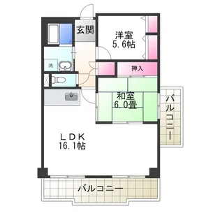 2LDKの間取り画像