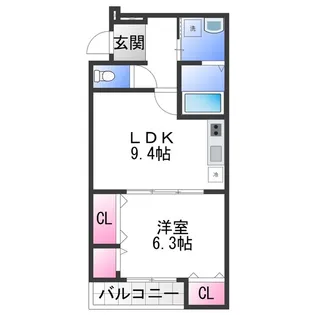 フジパレス北野田V番館【1階】の間取り
