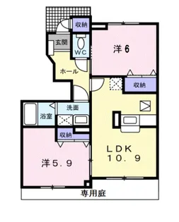 キャンパニュールB棟【1階】の間取り