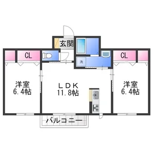 セントリビエ北野田A棟【2階】の間取り