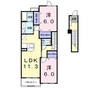 ヴィラ グッド ラックB棟【2階】の間取り