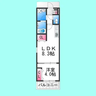 セジュール堺東【3階】の間取り