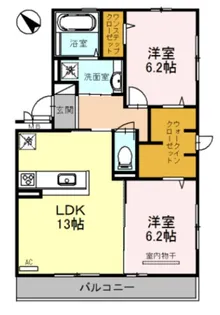 ヴェルデュール梅町【B101号室】の間取り