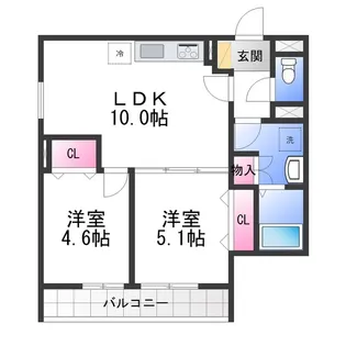 クリエオーレ初芝【1階】の間取り
