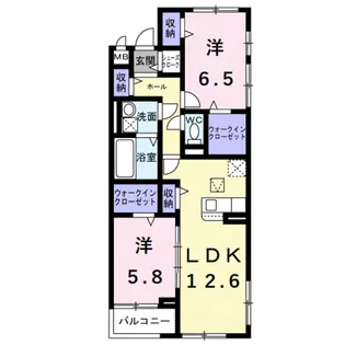 アイマコート 初芝【1階】の間取り