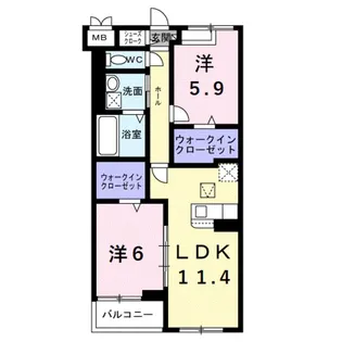 アイマコート 初芝【1階】の間取り