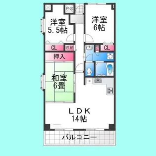 サザンコート堺【307号室】の間取り