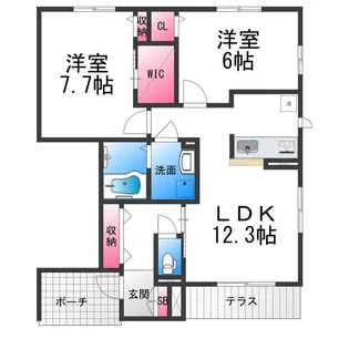 フォレナ上野芝【1階】の間取り