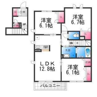 ソレイユ上野芝【202号室】の間取り