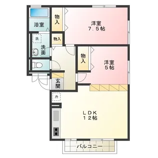 プラムアビテ奥本【102号室】の間取り