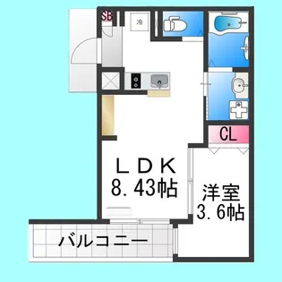 シーエムアンウエスト【1階】の間取り