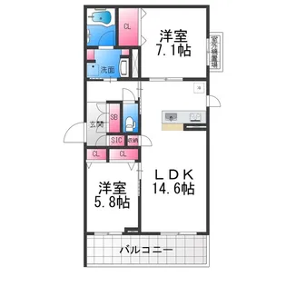 プレミアス鳳Ⅱ【2階】の間取り