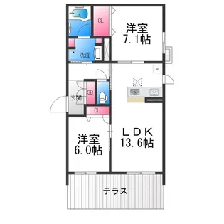 プレミアス鳳Ⅱ【1階】の間取り