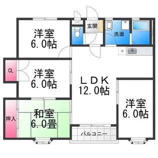 ハイツバームス【1階】の間取り