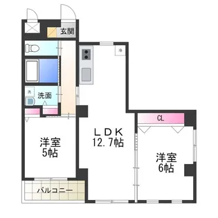 Le bonheur de 三国ヶ丘(ルボヌールドゥ)【2階】の間取り