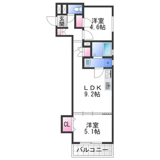 クリエオーレ南新町【2階】の間取り